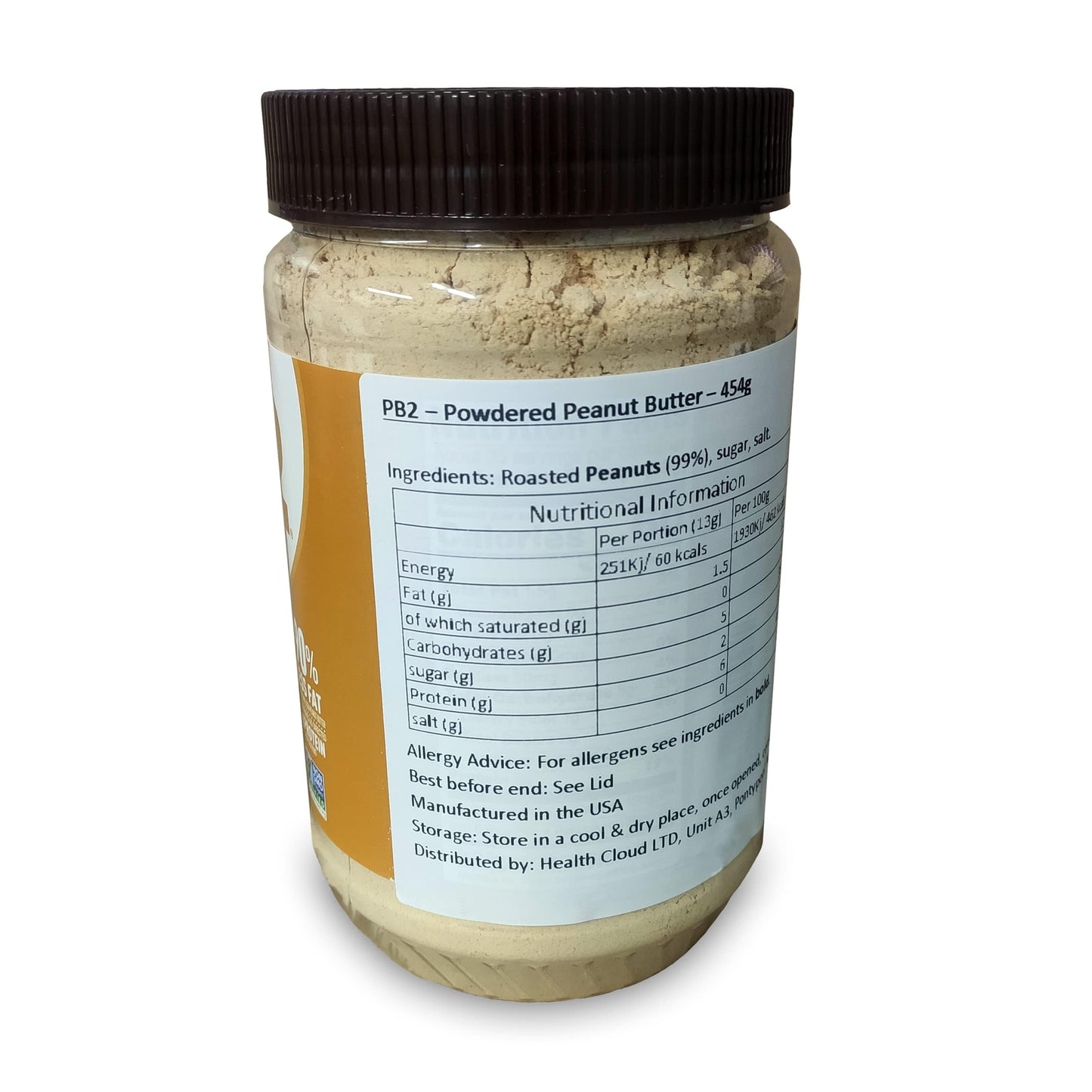 Pb2 Original Powdered Peanut Butter - 16 Oz Jar, 6G Of Protein, 90% Less Fat, Certified Gluten Free, Only 60 Calories Per Serving, Perfect For Protein Shakes, Smoothies, And Low-Carb, Keto Diets