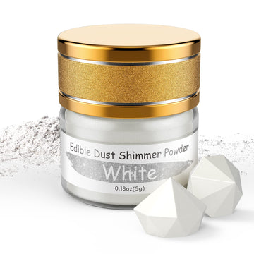 Jelife White Edible Luster Dust - 5 Grams Food Grade Cake Dust Shimmer Powdered, Edible Metallic Powder Food Coloring for Cake D