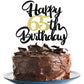 Klionjor 65th Birthday Cake Topper, Black Gold Glitter Cardboard Decoration, Photo Props