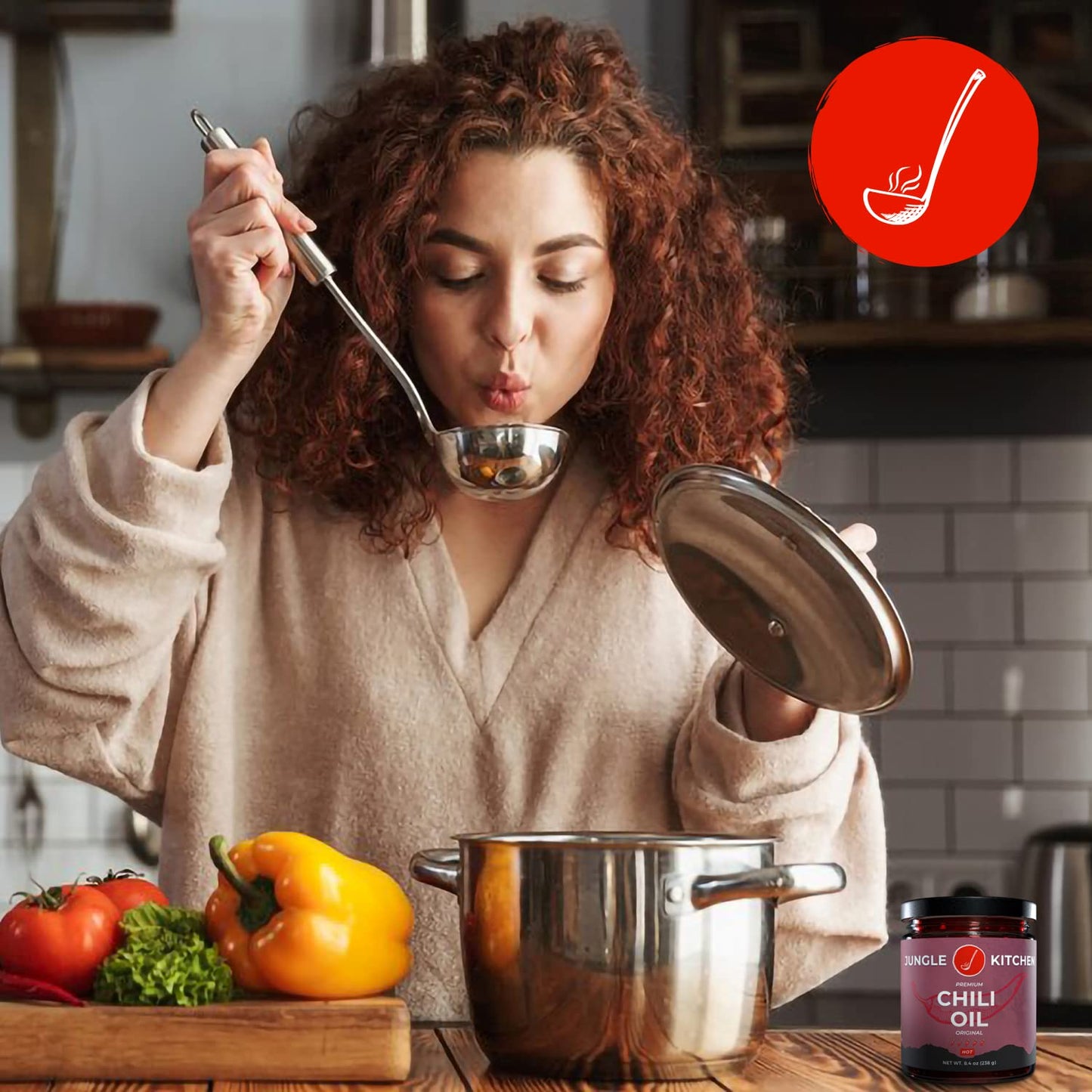 Jungle Kitchen Spicy Crunchy Garlic Chili Oil Vegan & Gluten-Free - Spicy Chili Crisp- Crunchy Garlic Chilli Oil Spicy Great Sau