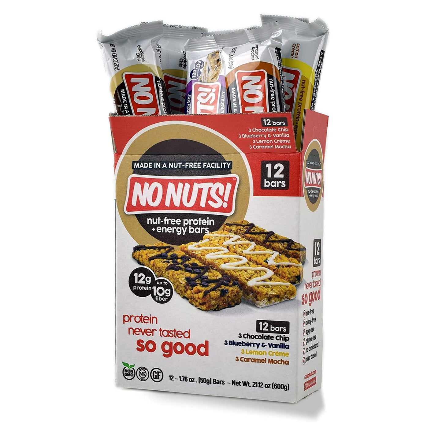No Nuts! Protein Bars Energy Bars - 100% Nut Free Dairy Free Vegan Protein Bars, Vegan Protein Bars Variety Pack Of 12, Organic,