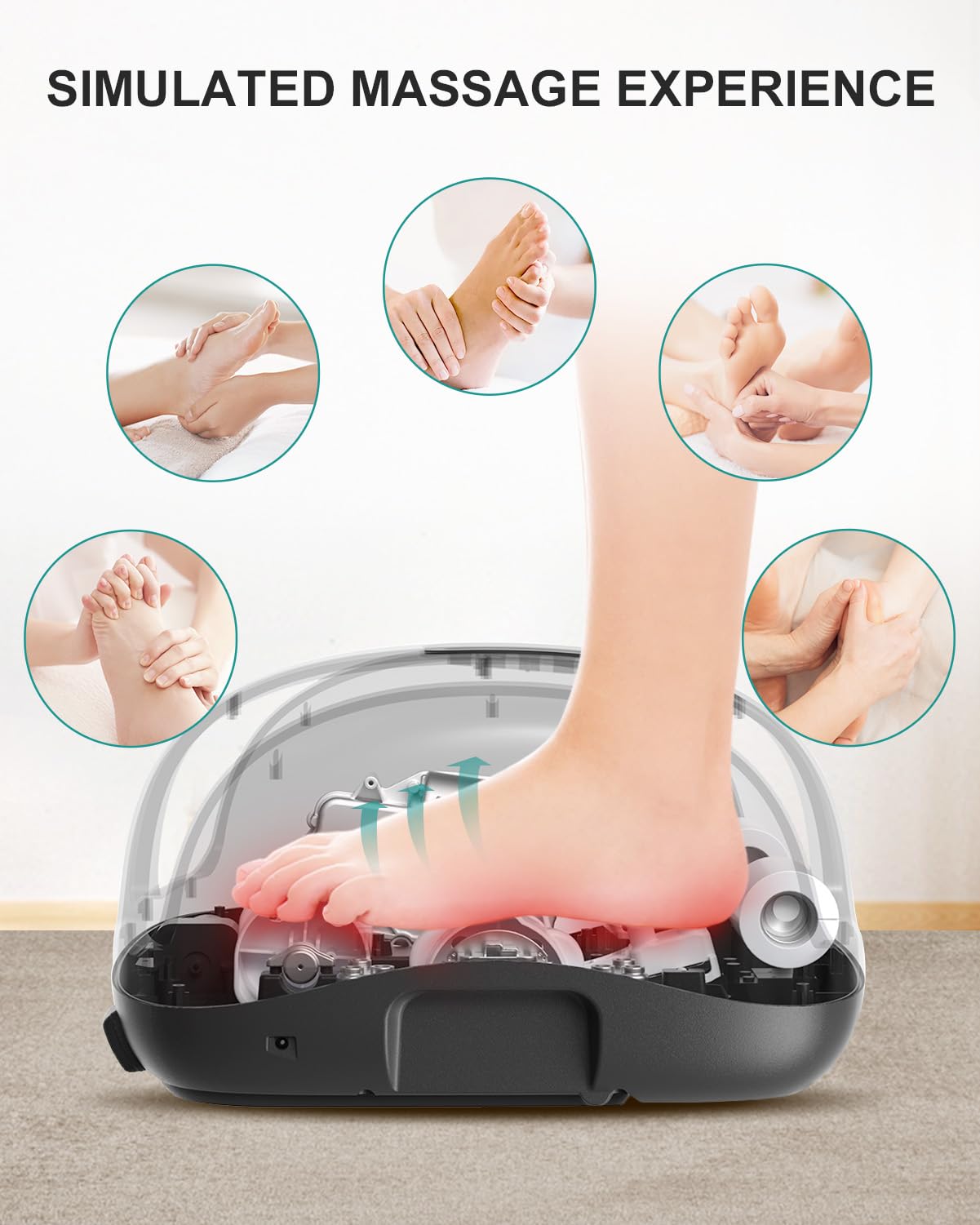 Nekteck Foot Shiatsu Massager For Circulation And Pain Relief, Smart Electric Massage Machine With Heat, Deep Kneading, Vibratio