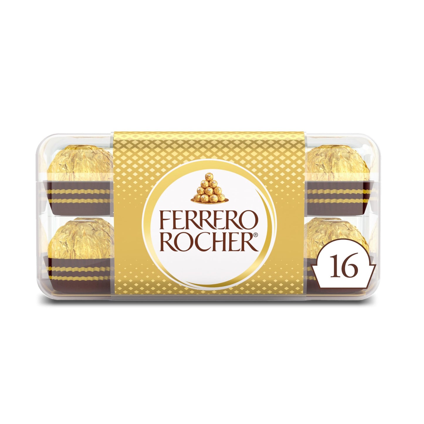 Ferrero Rocher, 16 Count, Gourmet Milk Chocolate Hazelnut, Chocolate Gift Box, Individually Wrapped, 7 Oz
