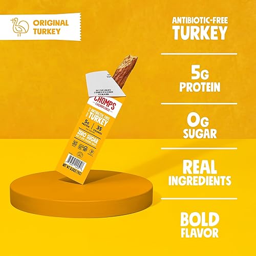 Chomps Snack Size Turkey Jerky Sticks, Keto, Paleo, Low Carb, Gluten Free, 35 Calories, 24 Pack, 12 Ounce