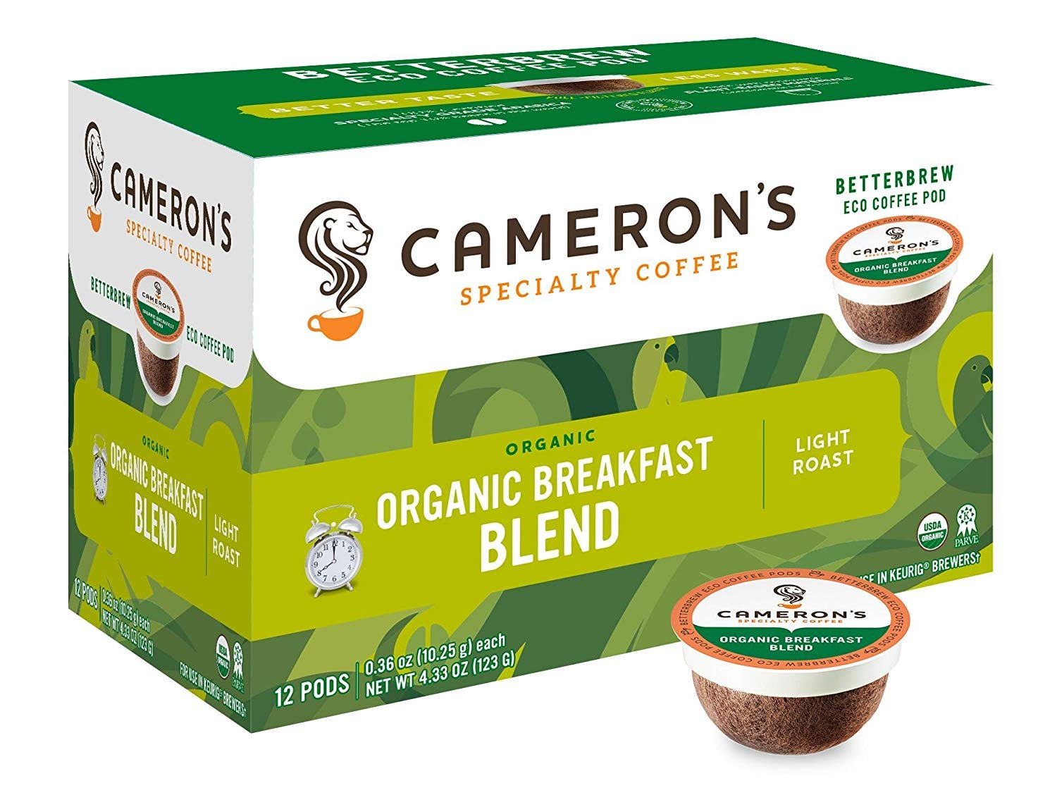 Cameron s Coffee Organic Breakfast Blend Single Serve Pods, 12 Count, 4.33 Ounce (Pack of 6)