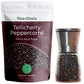 Viva Doria Tellicherry Peppercorn, Steam Sterilized Whole Black Pepper, Black Peppercorns, 12 Oz (Pepper+Grinder)