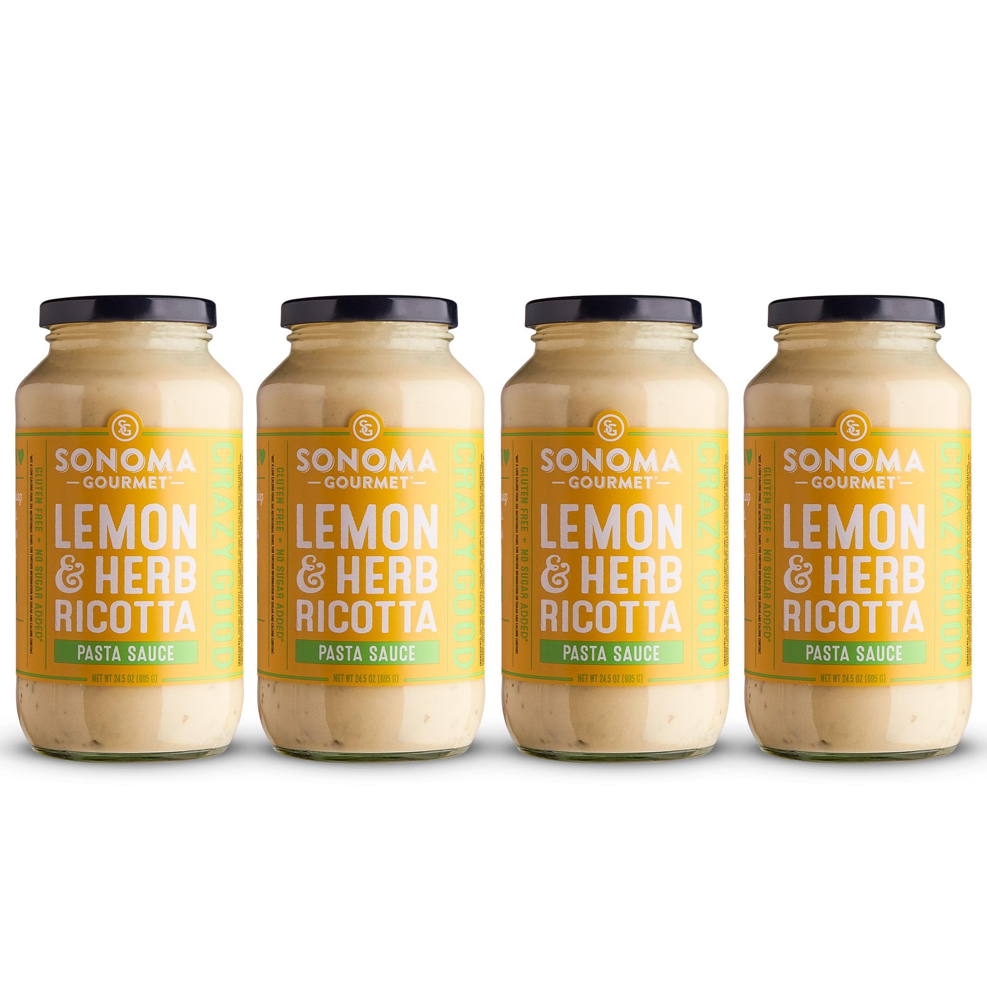 Lemon Herb Ricotta Pasta Sauce | Non-Gmo, Gluten-Free And No-Sugar Added | Fresh Ingredients | 25 Ounce Jars (Pack Of 4)