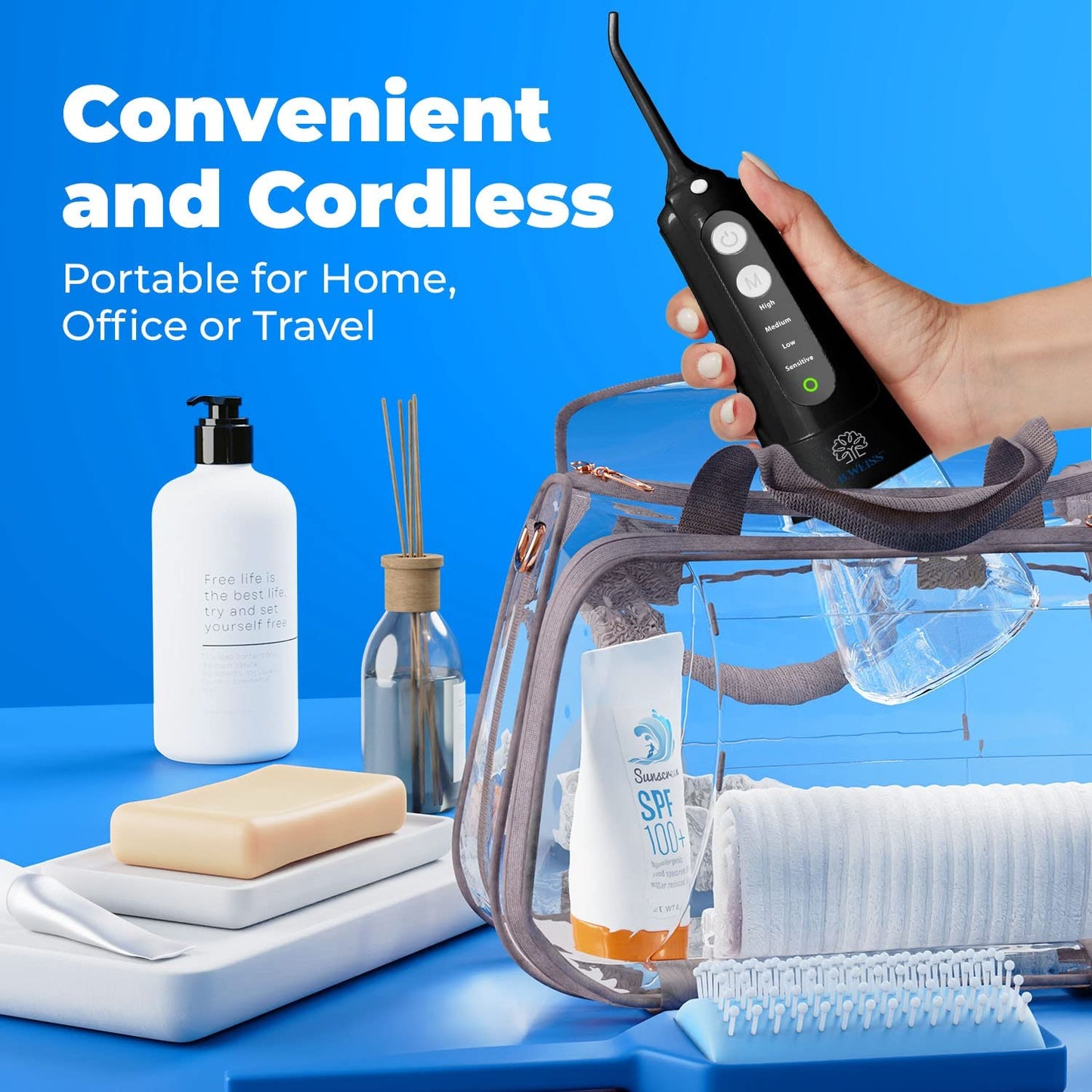 Cordless Water Flosser For Teeth  Gum Cleaning Dental Pick, 6 Tips Included, 4 Cleaning Modes, Ipx7 Waterproof, Rechargeable Wit