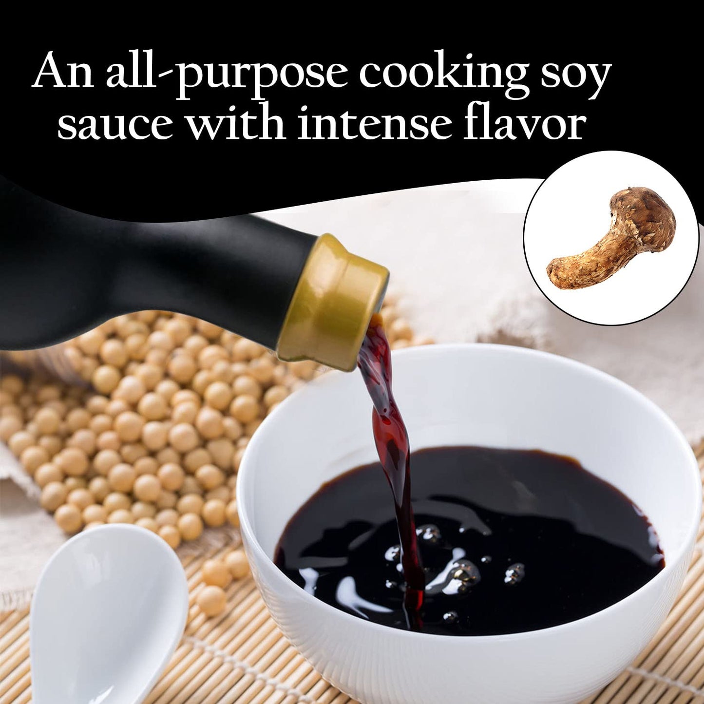 HAKU Organic Matsutake Shoyu Soy Sauce - Unfiltered Dark Soy Sauce, 500 ml, Dark Brown, No Additives