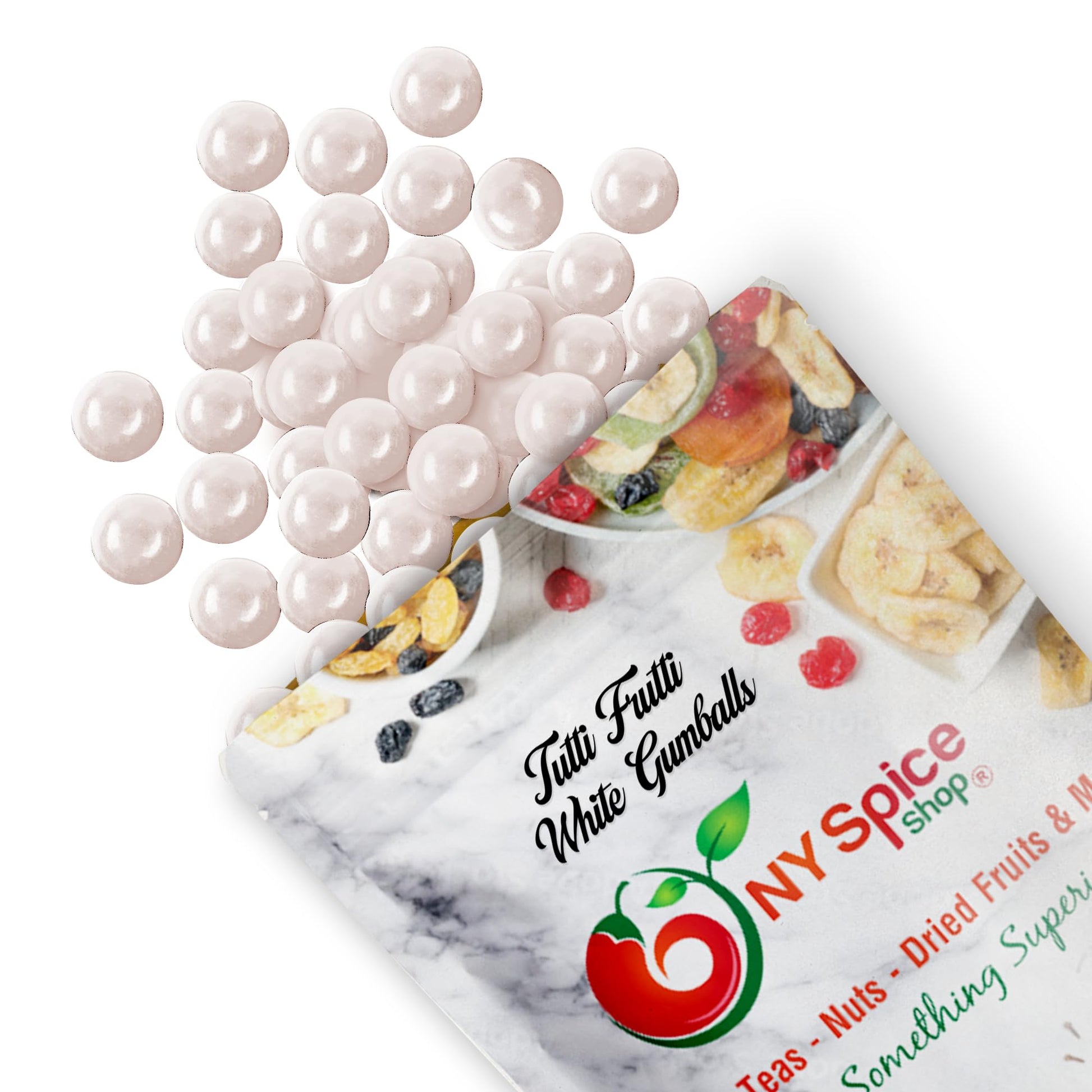 NY Spice Shop Tutti Frutti White Gumballs - 1 Pound Gumballs for Gumball Machine - Chewing Gum Dubble Bubble Gumballs - Fruit Fl