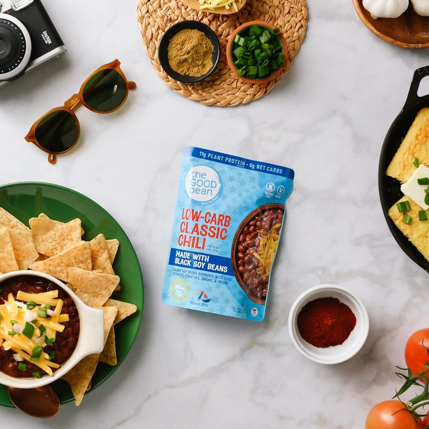 The Good Bean Heat And Eat Pouch - Low-Carb Classic Chili - (4 Pack) 10 Oz Pouch - Simmered Black Soybeans With Chili Powder - Pre-Cooked Beans With Good Source Of Plant Protein And Fiber