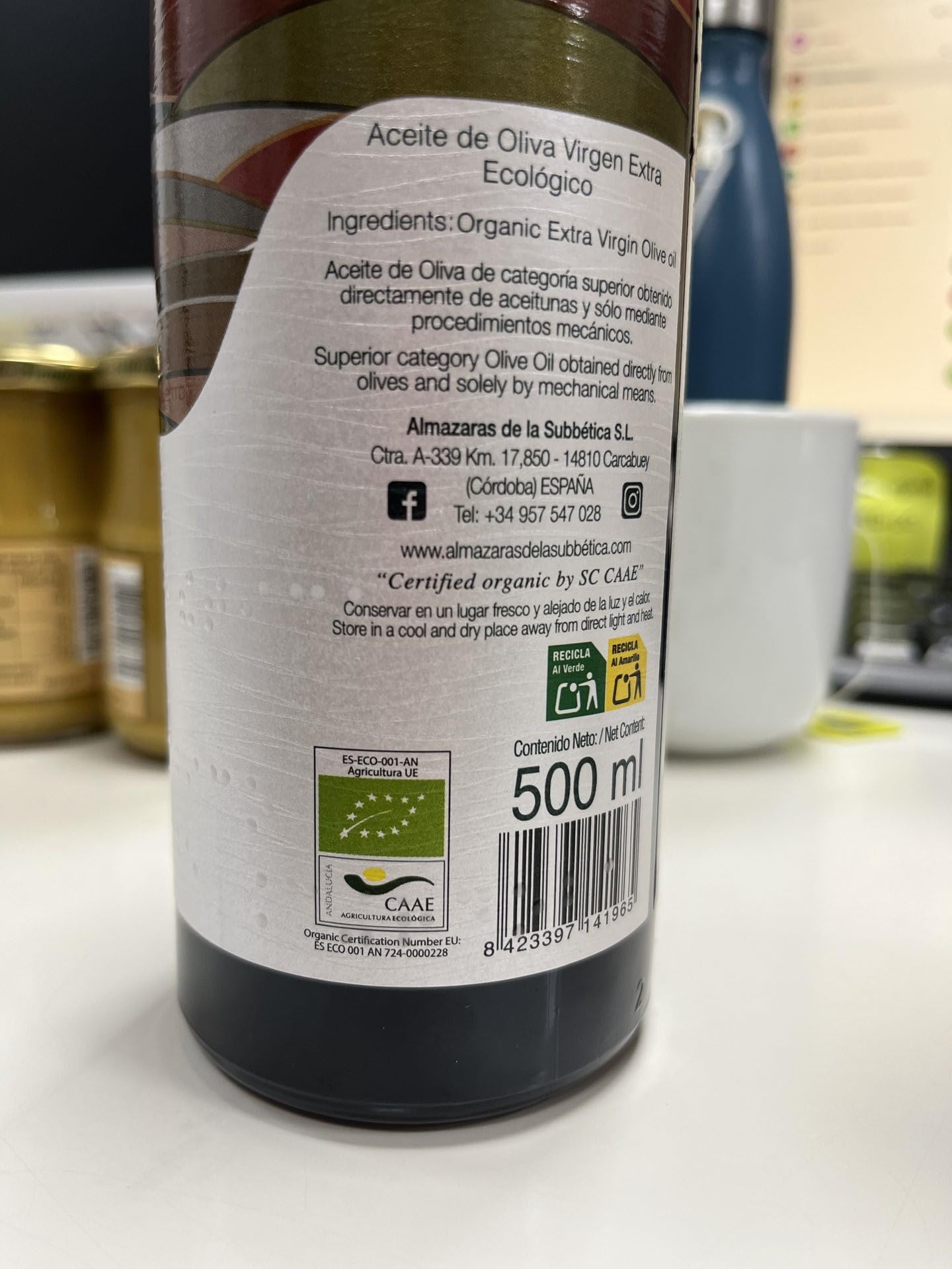 3 X Rinc  N De La Subb  Tica Alamoda - Extra Virgin Olive Oil 500 Ml Bottle