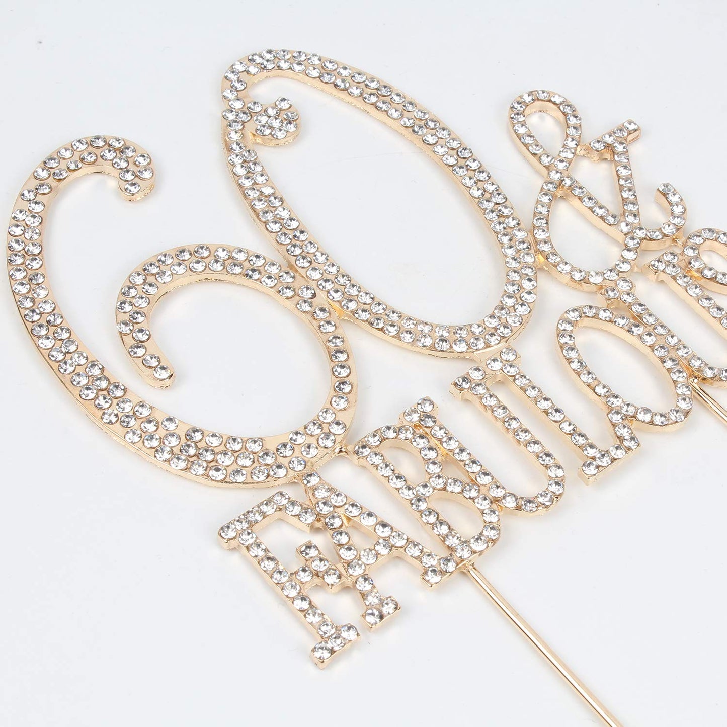 Hatcher Lee Cake Topper 60 Years Birthday or 60th Anniversary, Gold Crystal Rhinestone, Model HCL-306