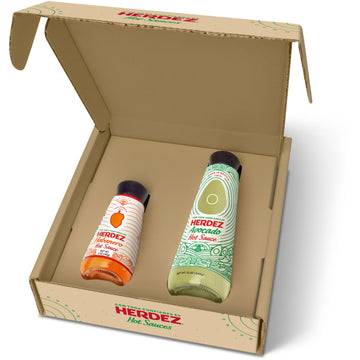 HERDEZ Variety Pack with Avocado Hot Sauce 12 oz & Habanero Hot Sauce 5 oz (2 Pack) - Made with Real Avocados and Habanero Peppe