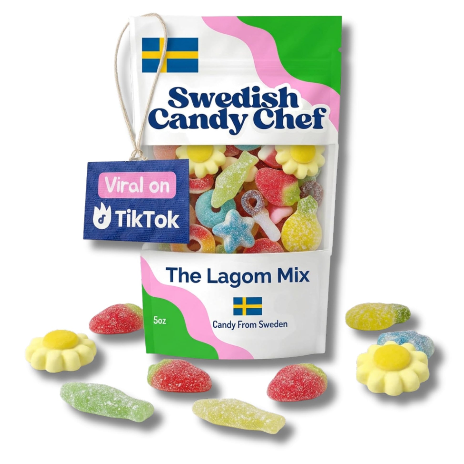 Swedish Candy Chef Lagom Mix - Swedish Gummy Candies - Variety Pack - Chewy And Foamy - Hand Packed In Sweden 5Oz (.3Lb)
