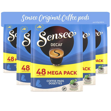 Senseo Decaf Medium Roast Coffee Pods - 240 Count (5 Packs) - Smooth & Balanced Flavor with Rich Crema - Single-Serve Compostable Coffee Pads Compatible with Senseo & PeleCom Machines