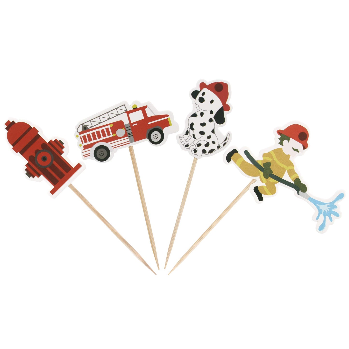 Ercadio 24 Pack Fireman Cupcake Toppers Fire Department Cake Topper Picks Baby Shower Birthday Party Decoration Supplies