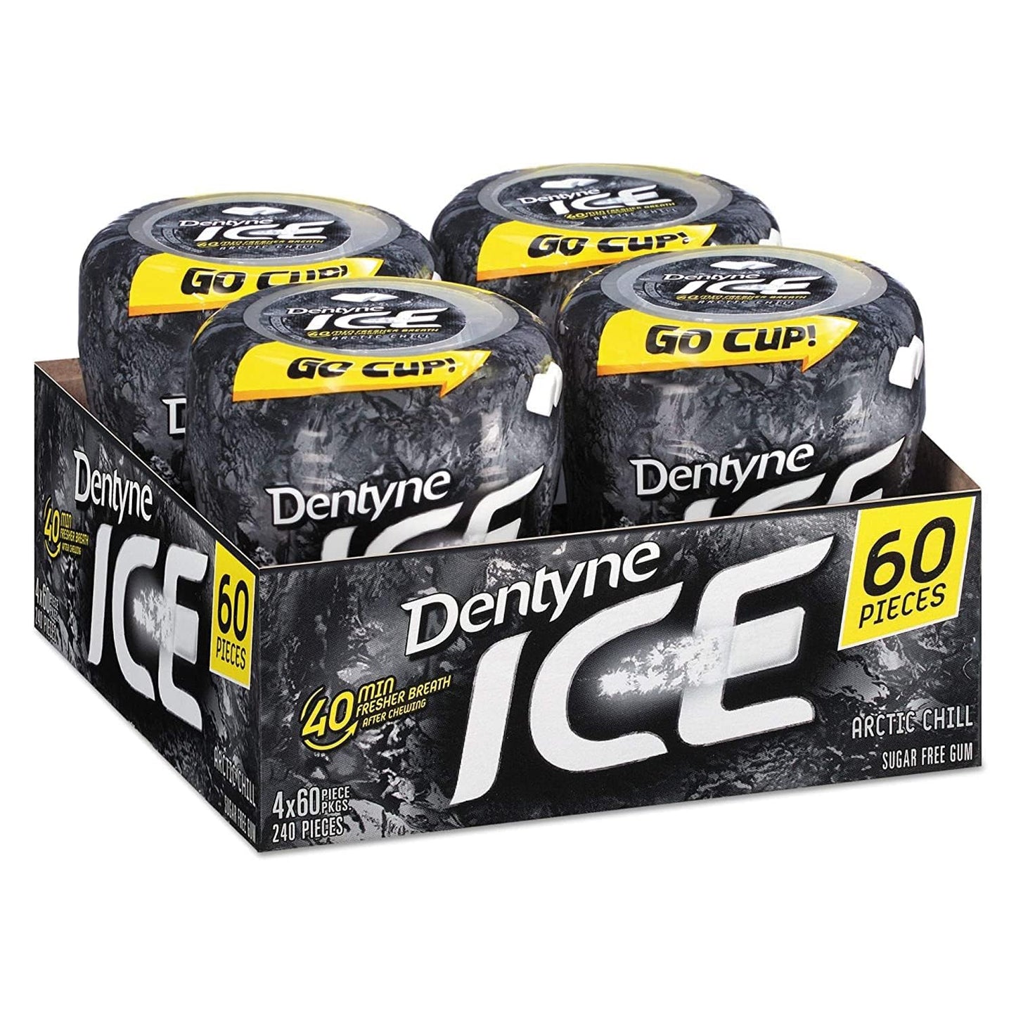 Dentyne Ice Sugarless Gum, Artic Chill, 60 Pieces/Pack, 4 Packs/Box