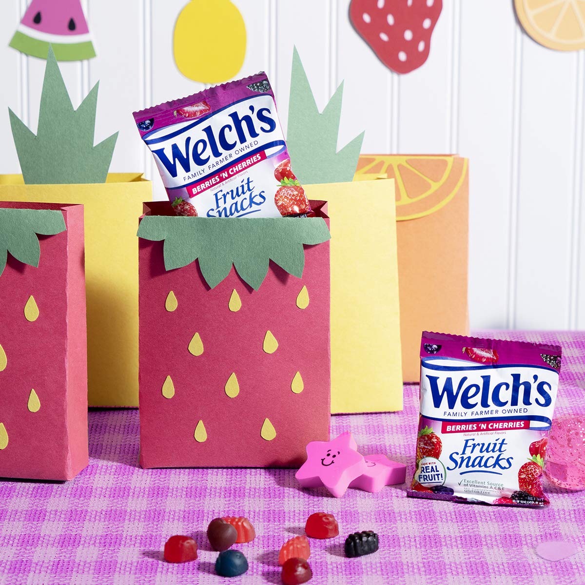 Welch'S Fruit Snacks, Berries 'N Cherries, Perfect Halloween Candy Bulk Pack, Gluten Free, Individual Single Serve Bags, 0.8 Oz