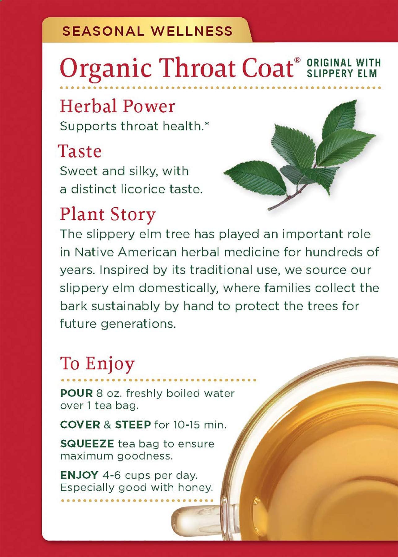 Traditional Medicinals Organic Throat Coat Herbal Tea - 16 Tea Bags - Case of 6