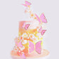 Cyodoos 30pcs Pink Gold Edge Mixed Size Lively 3D Waterproof Butterfly Cupcake Topper for Girls Women's Happy Birthday Wedding P