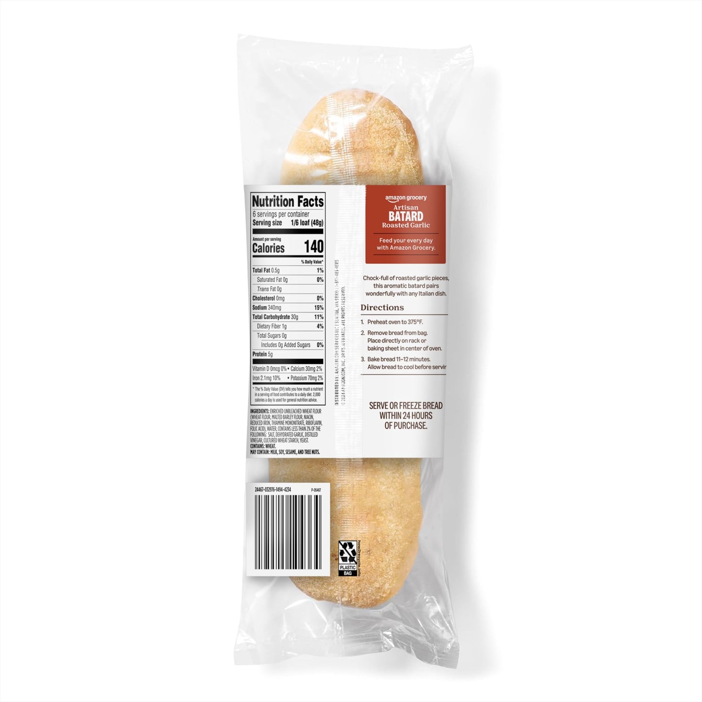 large online retailer FRESH BRAND  ARTISAN BAKE AT HOME ROASTED GARLIC BATARD  FROZEN  12 OZ