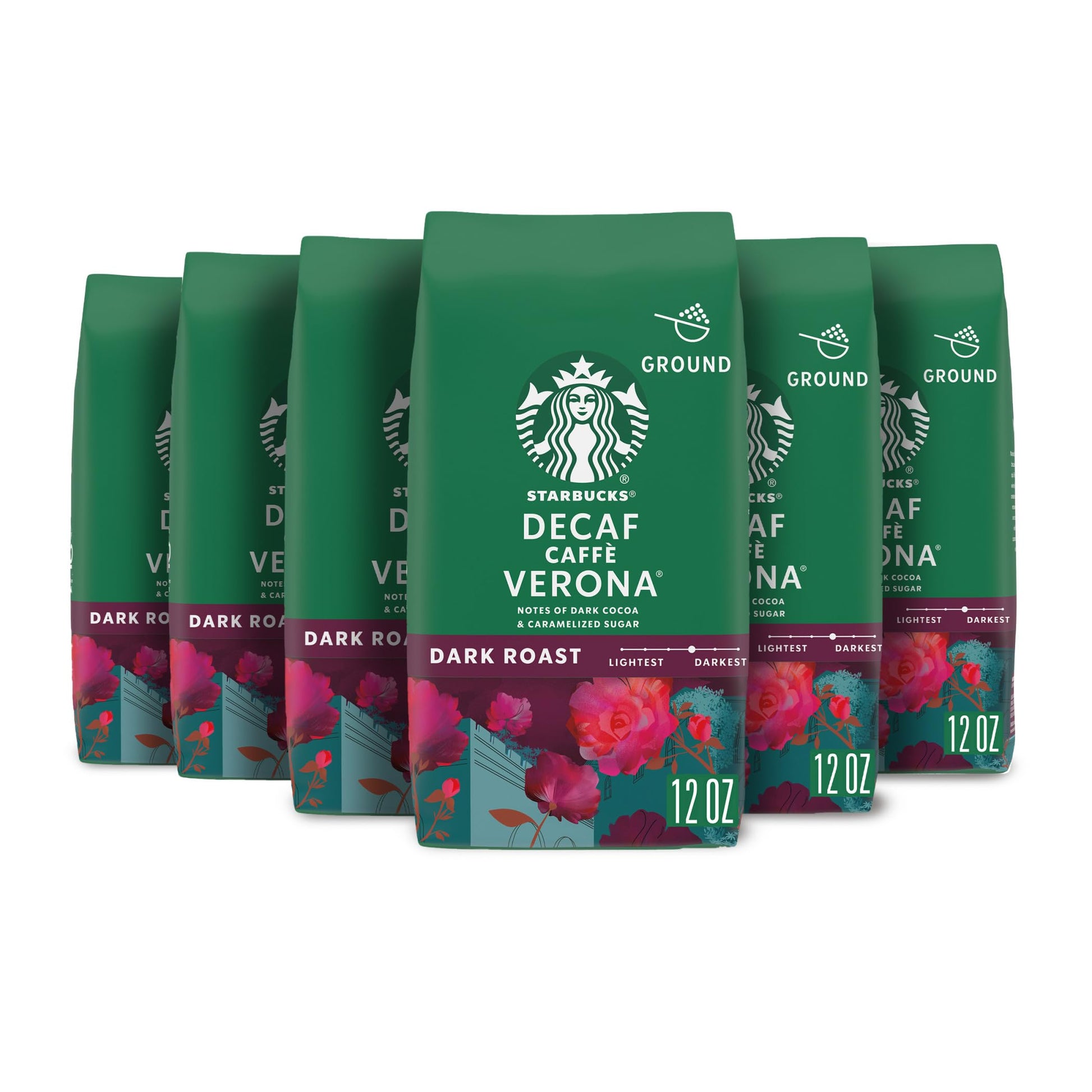 Starbucks Decaf Caff   Verona Dark Roast Ground Coffee, 12 Ounce (Pack Of 6)