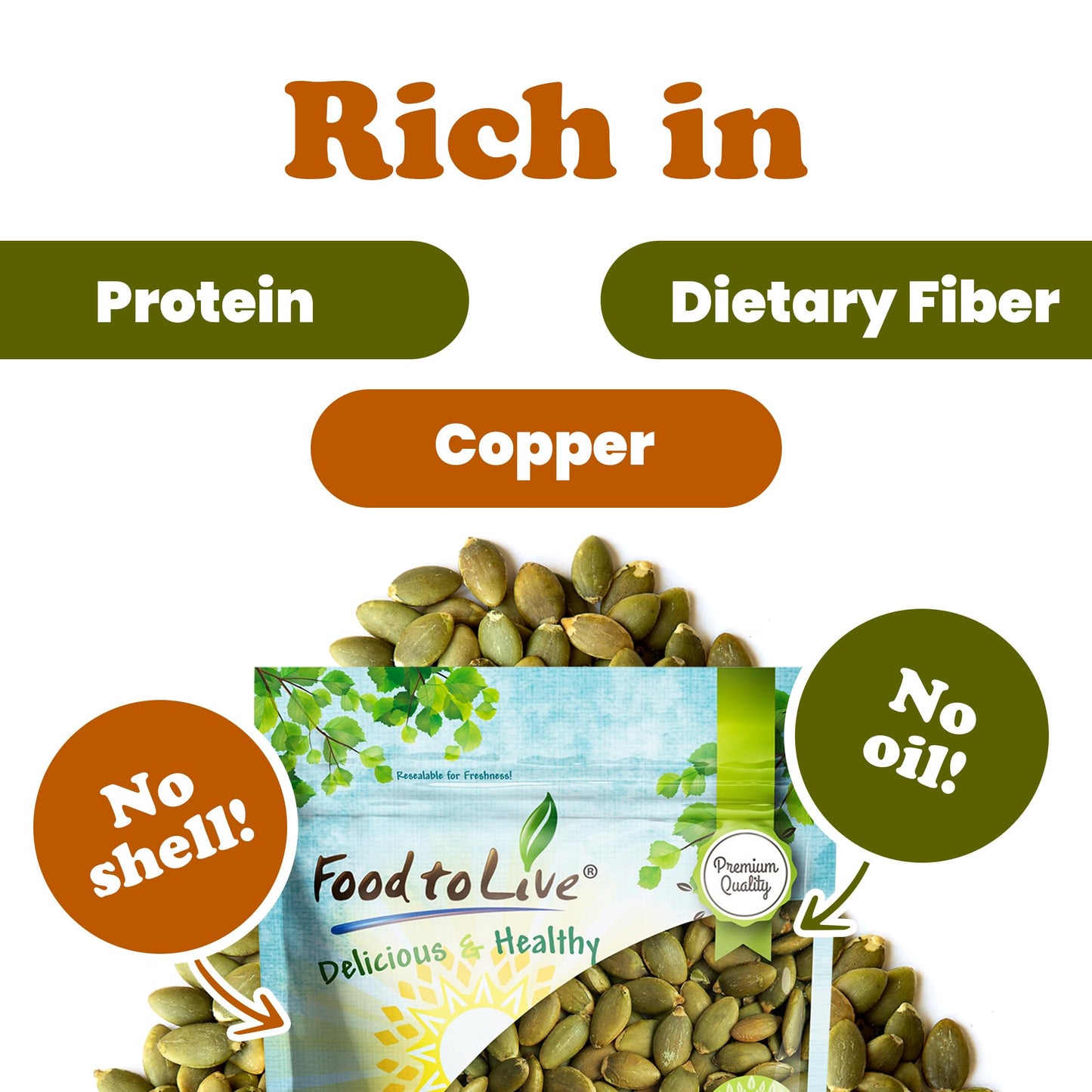 Food to Live Dry Roasted Pumpkin Seed with Himalayan Salt, 4 Pounds- Oven Roasted Pepitas, Lightly Salted, No Oil, Perfect for B