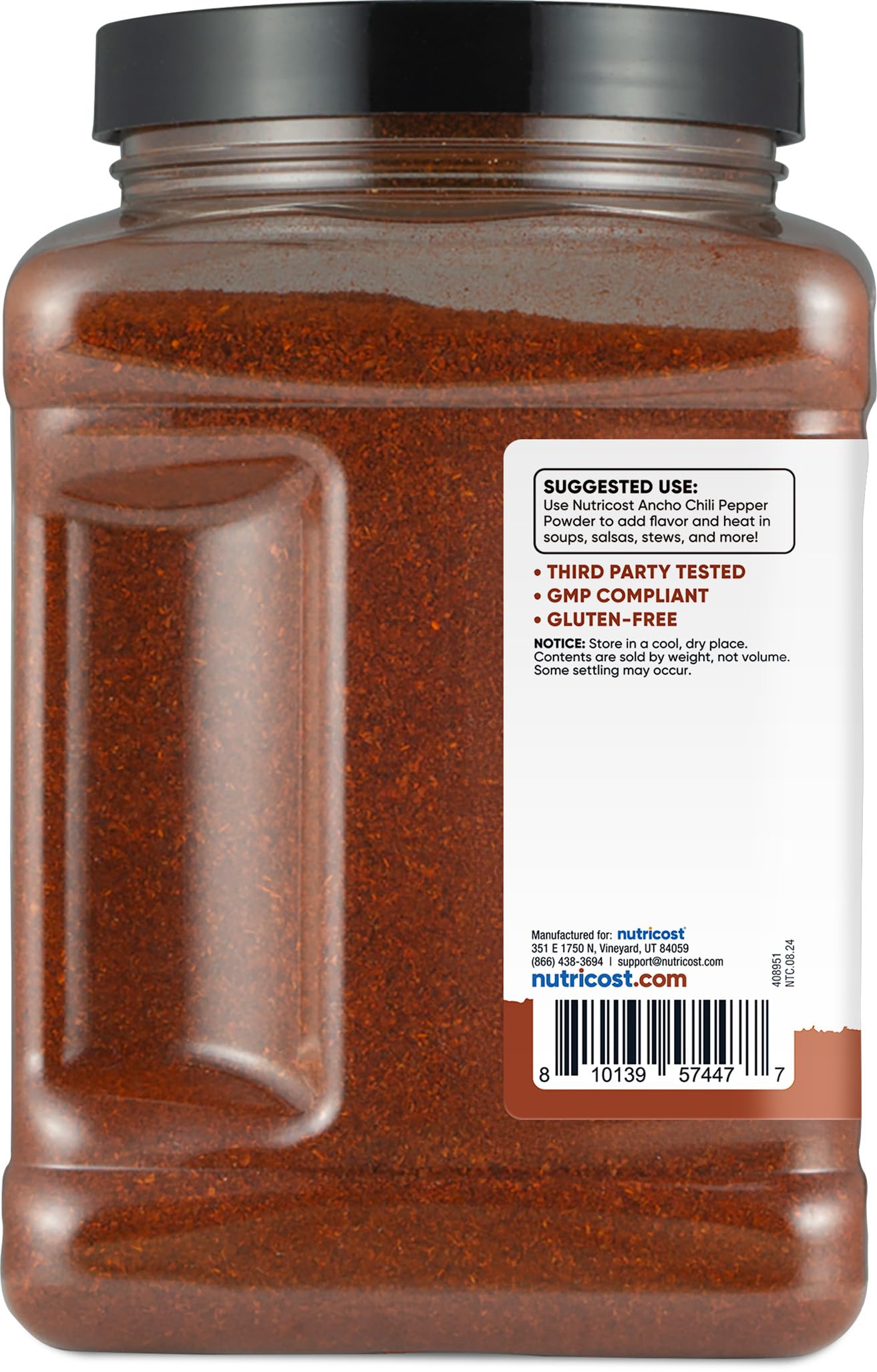 Nutricost Pantry Ancho Chili Pepper (1.5 Lb) 1000 Heat Units - Vegan, Gluten-Free, Powder