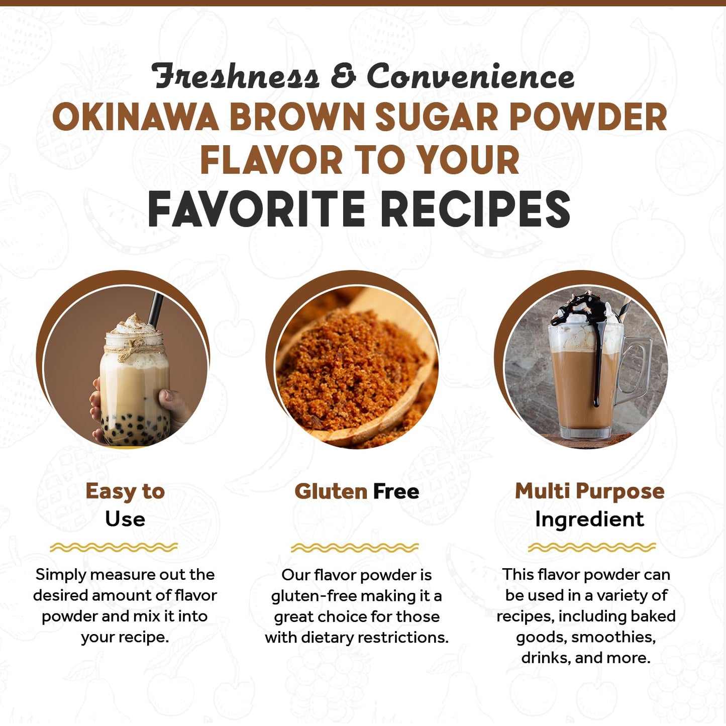 Fanale Okinawa Brown Sugar Milk Tea Flavoring Powder, 2.2 lb, Model PWD285 - Ideal for Baking, Smoothies, Desserts, and Drinks