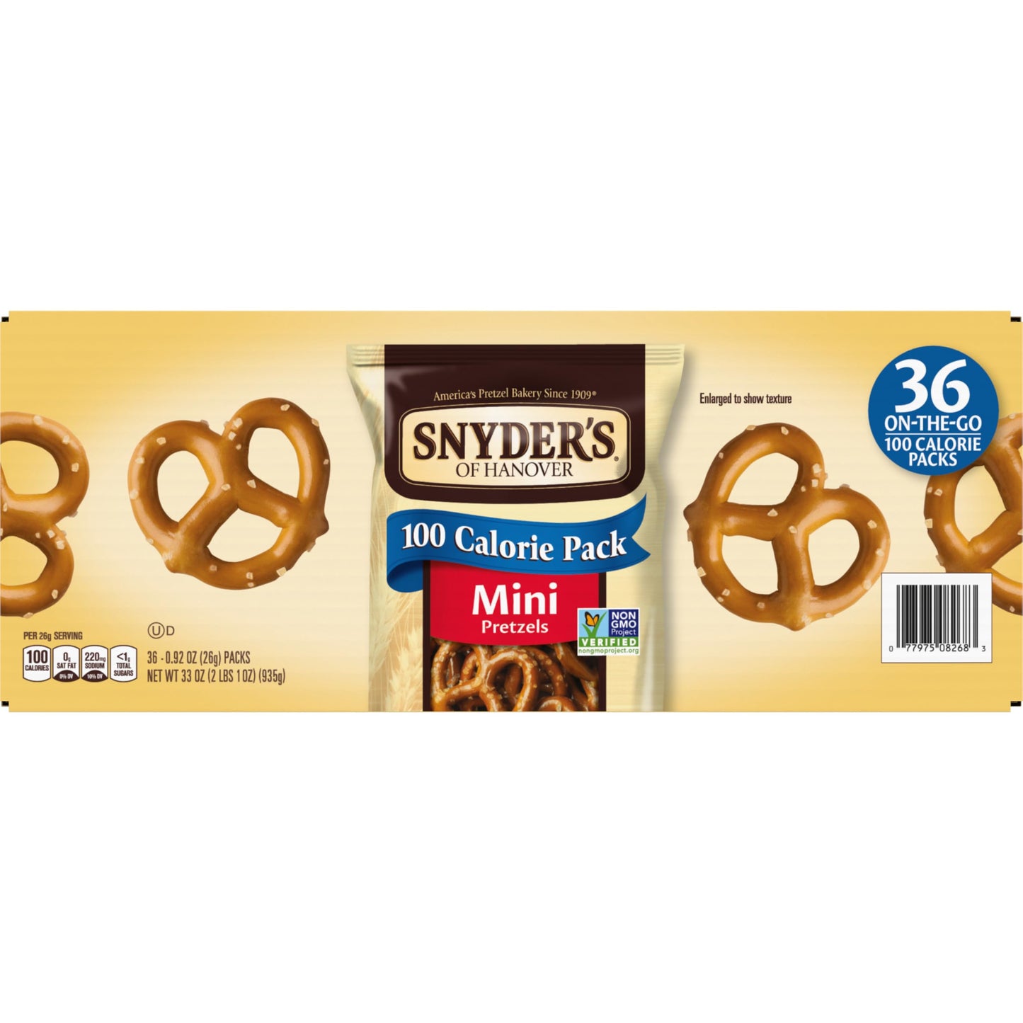 Snyder s of Hanover Mini Pretzels, 100 Calorie Individual Packs, 36 Ct