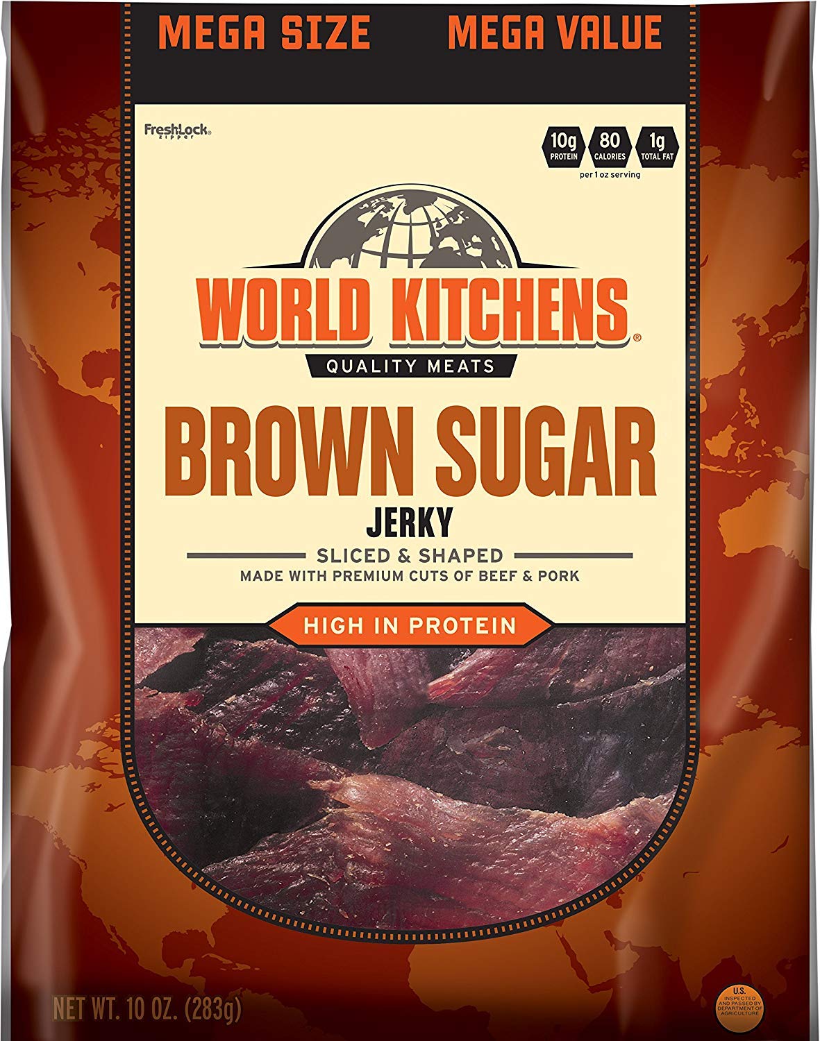 World Kitchens Jerky, Brown Sugar Flavor, 10 Ounce