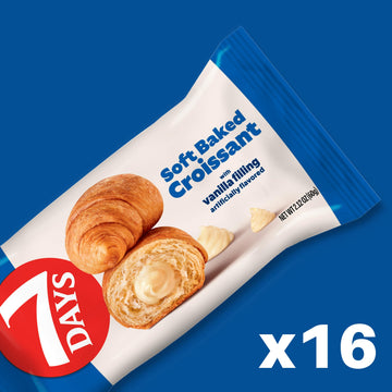 7Days Soft Croissant Multipacks (16 Pack), Vanilla, 4 Boxes, Non-Gmo Breakfast Pastry (2.12Oz, Pack Of 16)