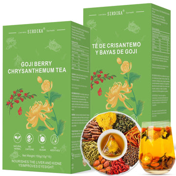 SIRDIKA Goji Berry Chrysanthemum Tea Bags, Vegan & Sugar-Free, Liver Cleanse, 2BOX (30 Bags)