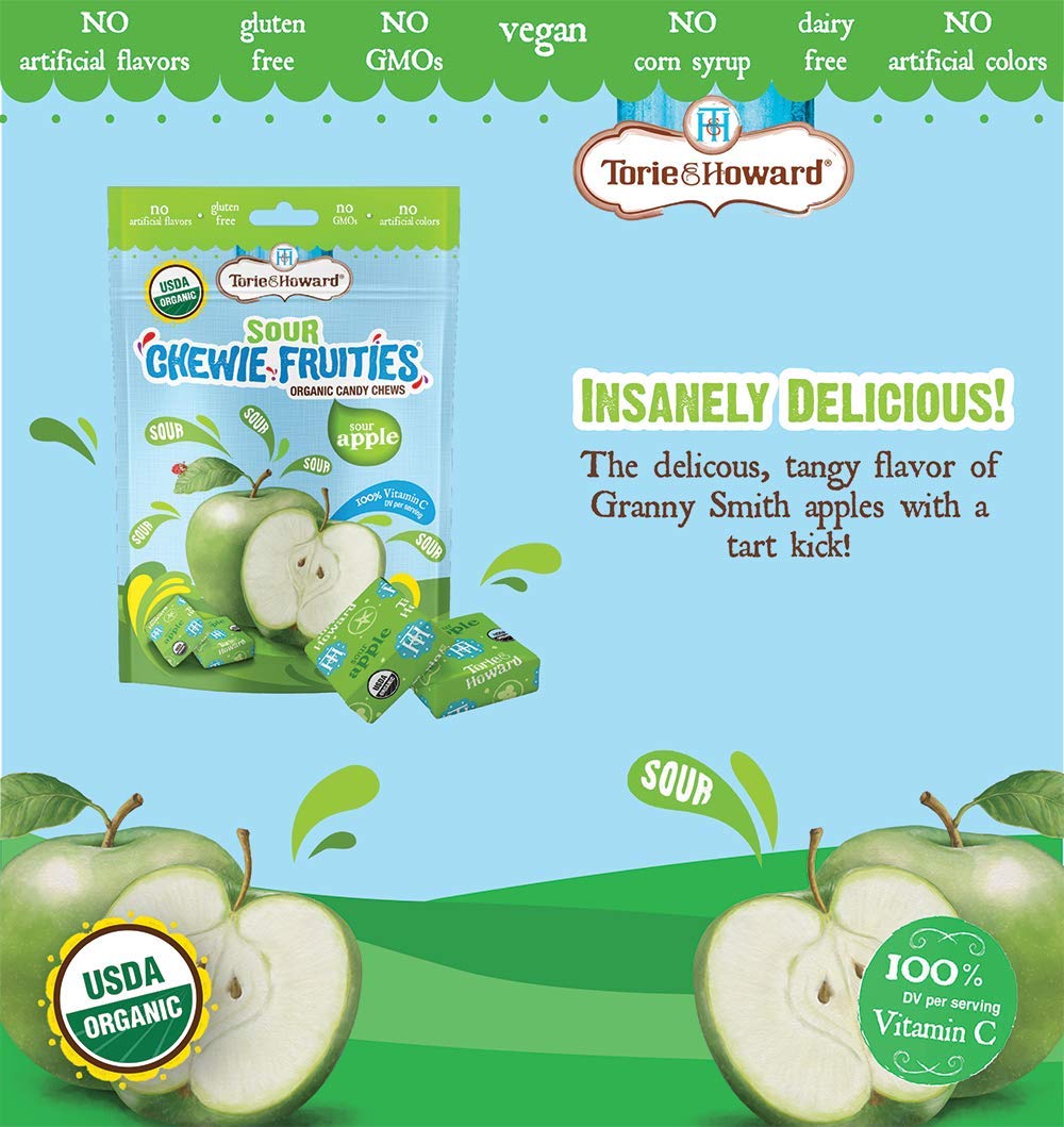 Torie And Howard Chewie Fruities Sour Apple 4 Ounce