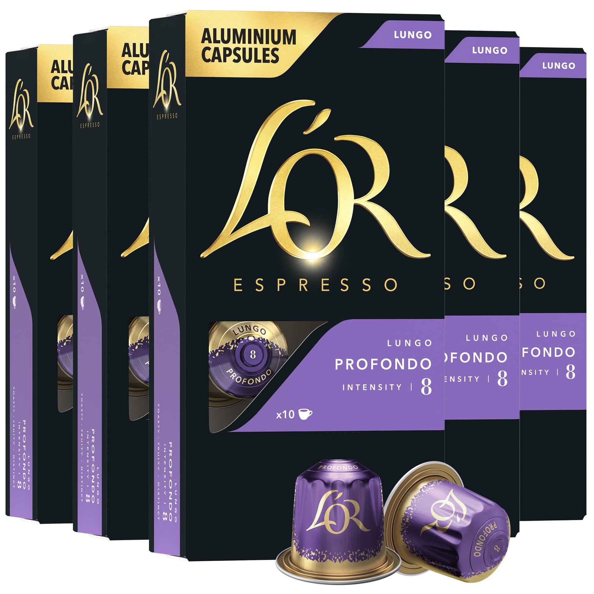 Lor Espresso Capsules, 50 Count Profondo Lungo, Single-Serve Aluminum Coffee Capsules Compatible With The Lor Barista System & *Nespresso Original Machines