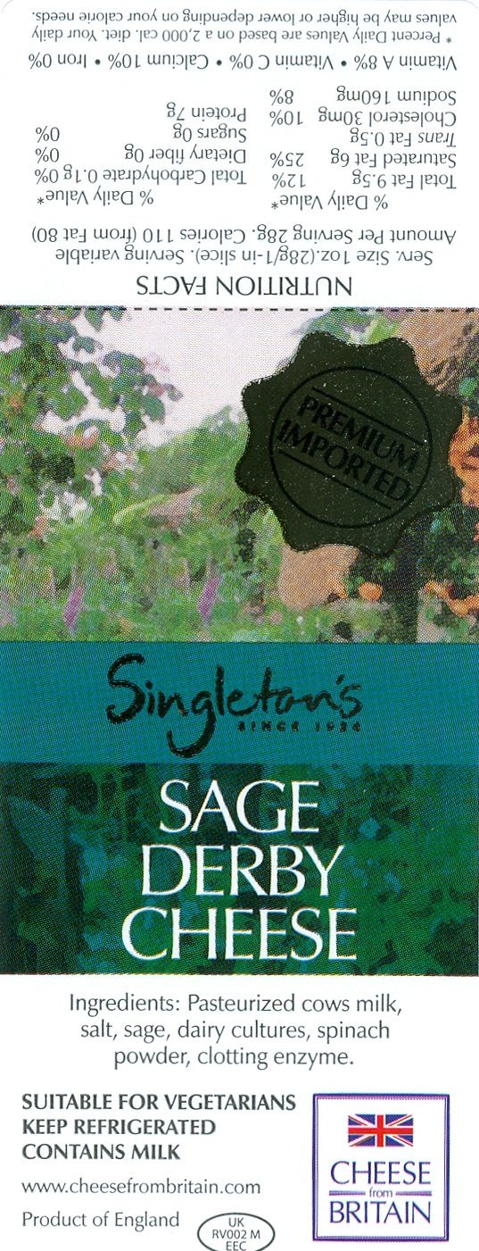 Singleton's Sage Derby Cheese - 2x1 lb Gourmet Cheese, Rich Flavor, Perfect for Cheese Boards