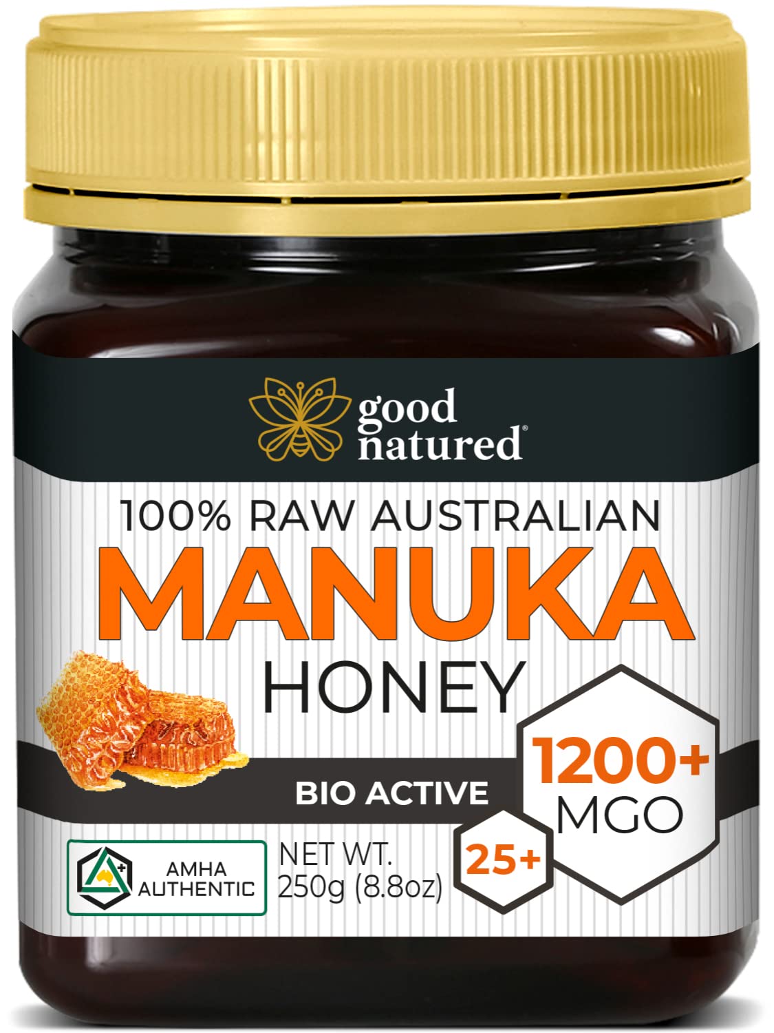 Good Natured Manuka Honey - Raw, Non-GMO, Lab-Tested, 8.8 oz, MGO 1200+