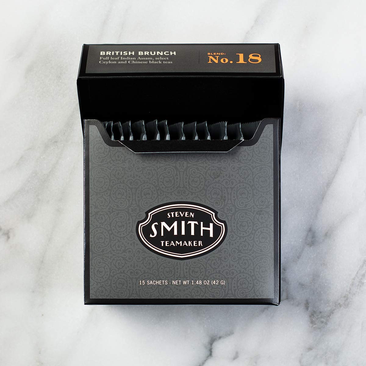 STEVEN SMITH TEAMAKER British Brunch No. 18 Black Tea - Assam, Ceylon & China, Sugar-Free, 90 Sachets (6 Packs of 15)