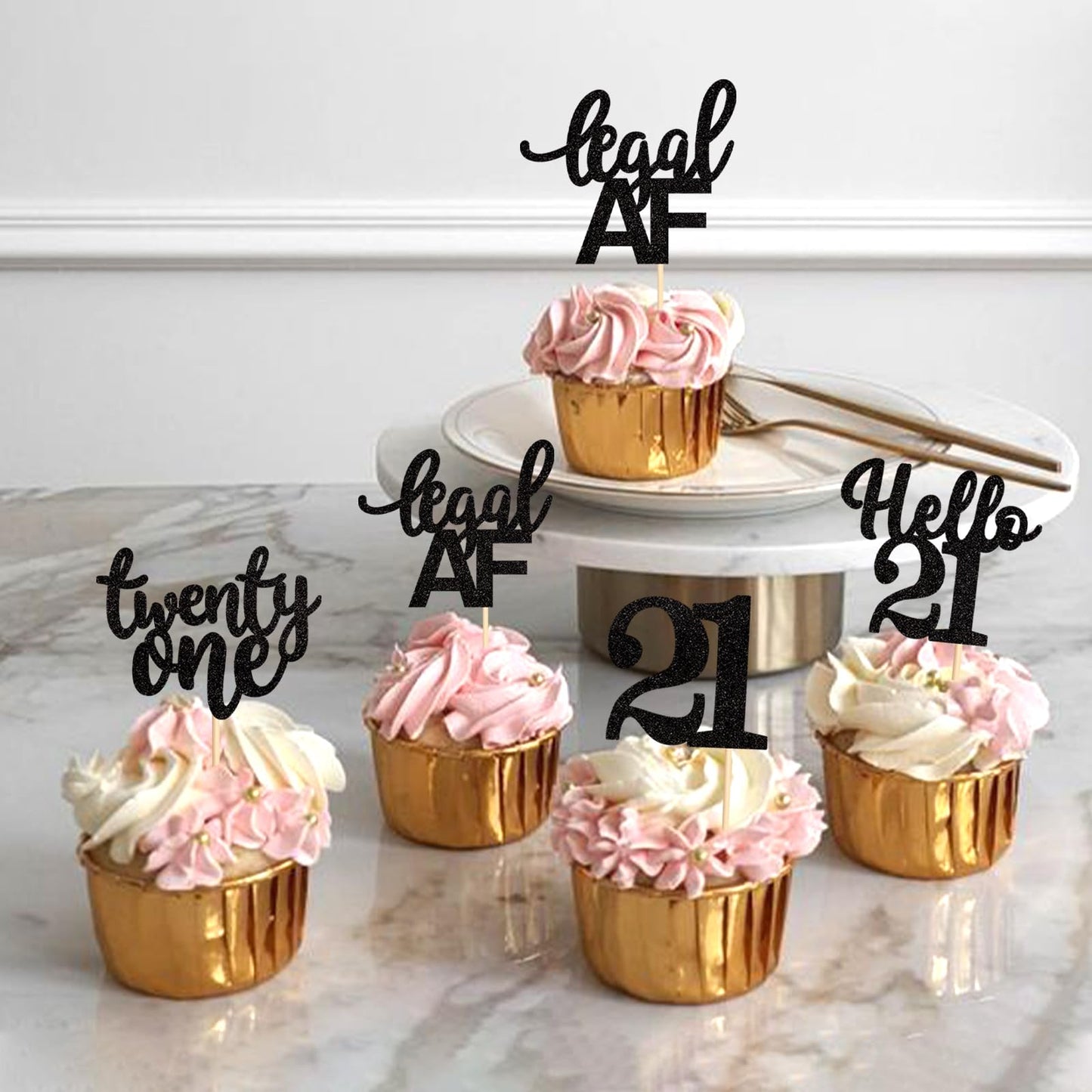 Keaziu 24 Pack 21St Birthday Cupcake Toppers Hello 21St Twenty One Legal 21St Cupcake Picks For 21St Birthday Wedding Anniversar