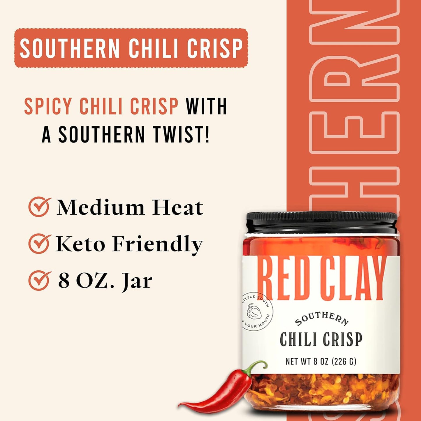 Red Clay Chili Crisp - Crunchy Garlic Chili Oil | Spicy Chili Crisp | Gluten Free Chili Crisp | 8oz Paleo Friendly Crisp | Shall