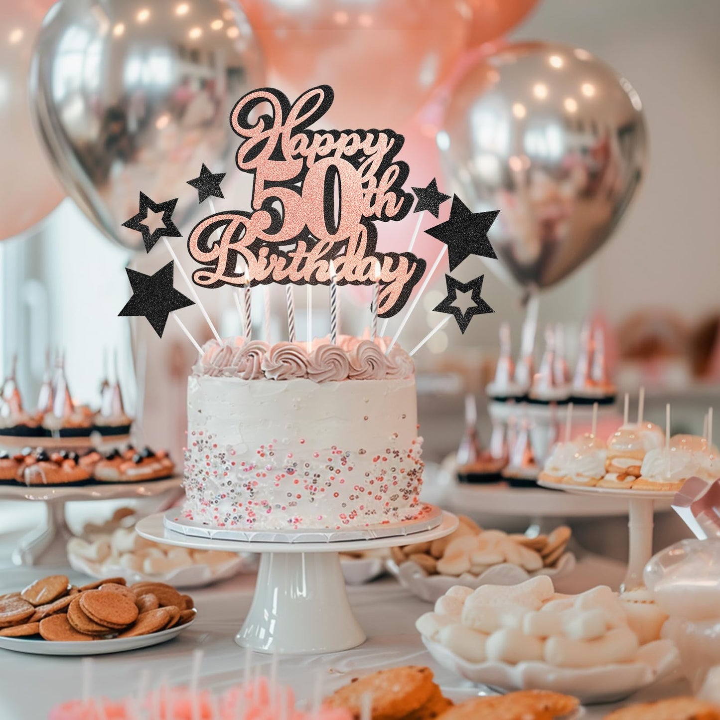Happy 50Th Birthday Cake Topper 50 Birthday Cake Decorations, Happy 50Th Birthday Anniversary Party Cake Decorations For Men Wom