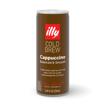 illy Ready To Drink Coffee - Cappuccino Cold Brew Cans - Notes Of Milk & Chocolate - 100% Arabica Coffee - Smooth & Refreshing T
