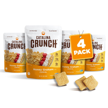 Catalina Crunch Honey Graham High Fiber Cereal 4 Pack | Low Carb, Sugar Free, Gluten Free, Grain Free | Keto Snacks, Vegan, Plant Based | Breakfast Protein Cereals | Keto Friendly Food