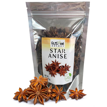 Fusion Select 16 Oz Dried Star Anise - Whole Badian Spice for Oriental & Indian Dishes & Recipes - Natural Herbs & Seasoning for