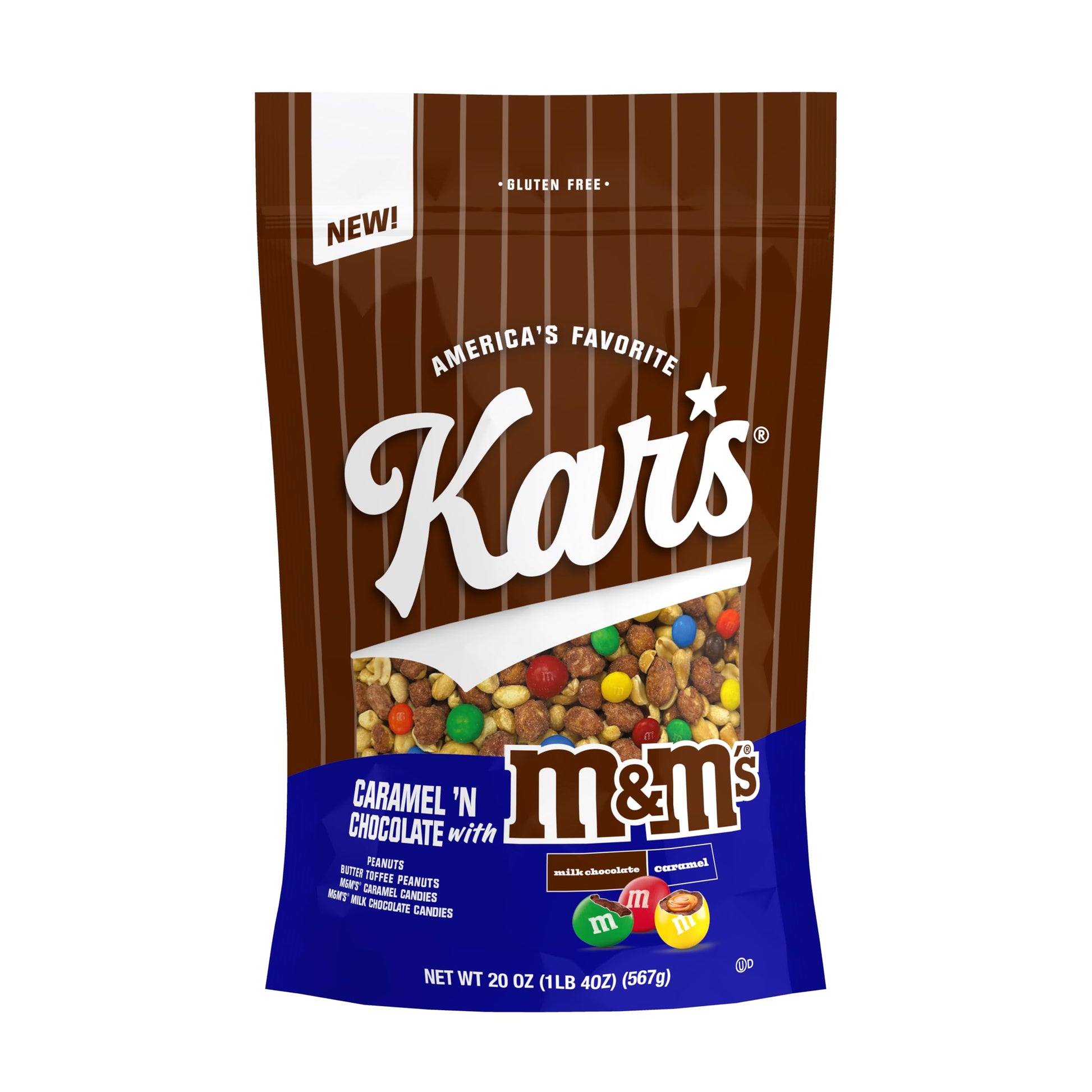 Kars Nuts Caramel N Chocolate with M&MS Candies Trail Mix, 20 oz - Resealable Pouch (Pack of 6), Gluten-Free Trail Mix Snack