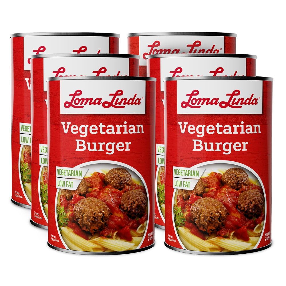 Loma Linda Vegetarian Burger, 40 oz - Plant-Based Protein, Shelf-Stable, Vegan & Non-GMO, Ready-to-Serve Meal Option (6 Pack)