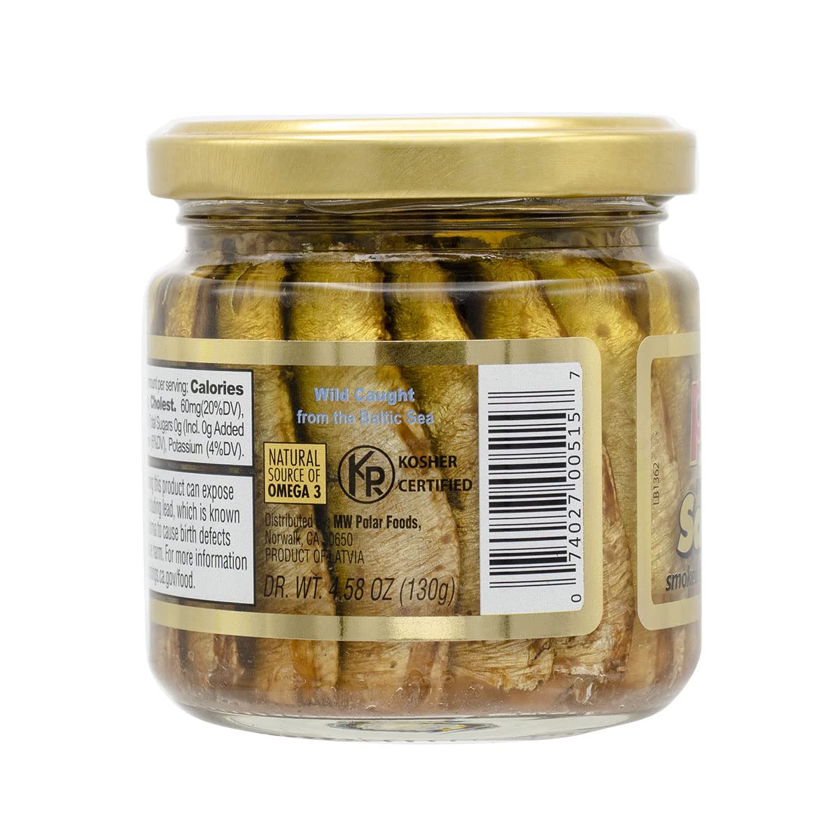 MW Polar Naturally Alder Wood Smoked Brisling Sardines in Olive Oil  6.5oz Jar (Pack of 12) | Kosher Friendly  Wild-Caught  Hand-Packed  High in Omega-3  Keto  Paleo  Gluten-Free  Non-GMO
