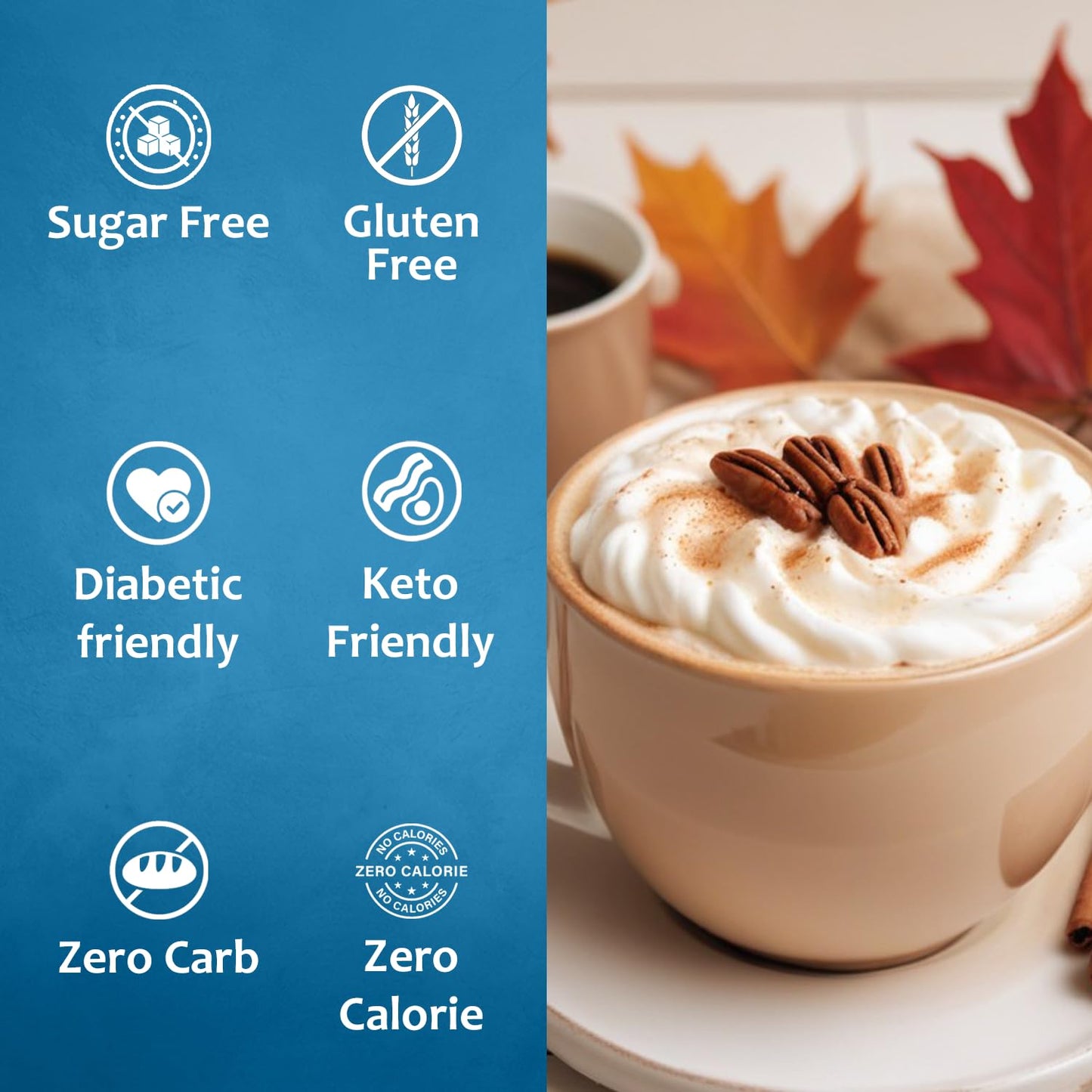 Syruvia Sugar-Free Butter Pecan Coffee Syrup - 25.4 fl oz Premium Coffee Flavoring Syrup - 0 Calorie- Kosher Coffee Syrups, Glut