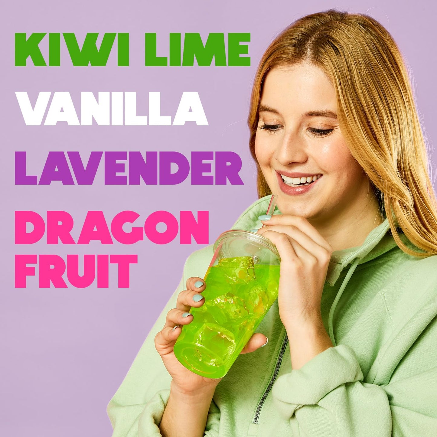 Wylers Light Singles to Go Powder Packets, Variety Pack, Kiwi Lime, Vanilla, Lavender, Dragon Fruit, 20 Count, 1.06 Ounce